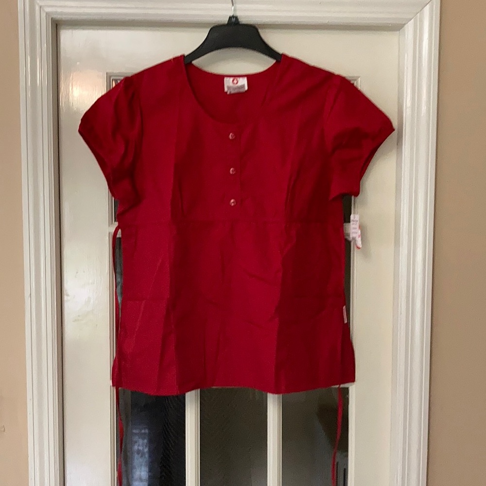 Pomegranate white cross women uniform top
